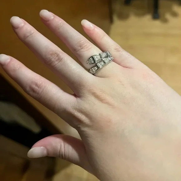 Serpenti Silver Crystal Adjustable Ring - Picture 7 of 12